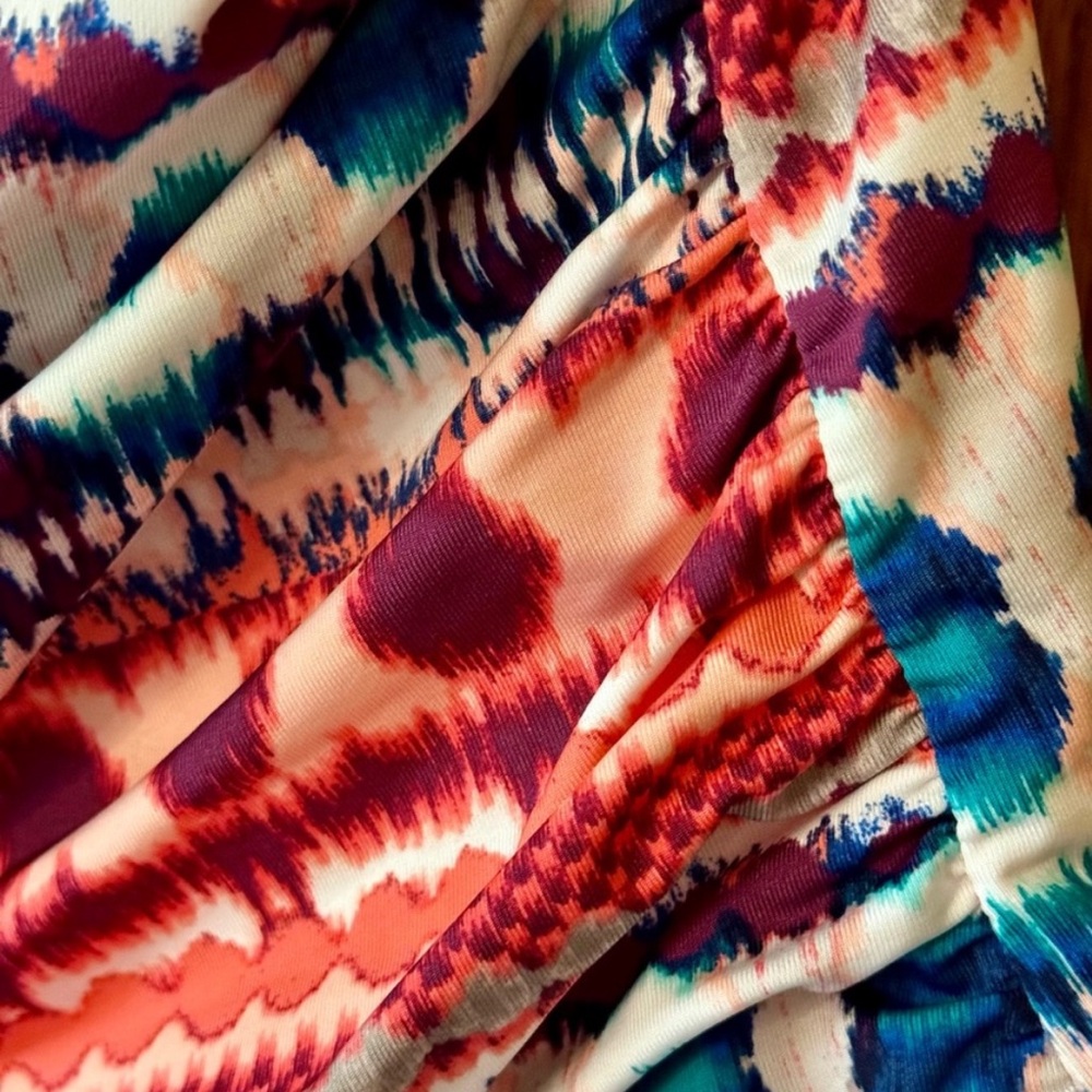 La Blanca Geometric Tribal Tankini Swimsuit Set 10 Coral Pink Blue Two Piece - Picture 4 of 14